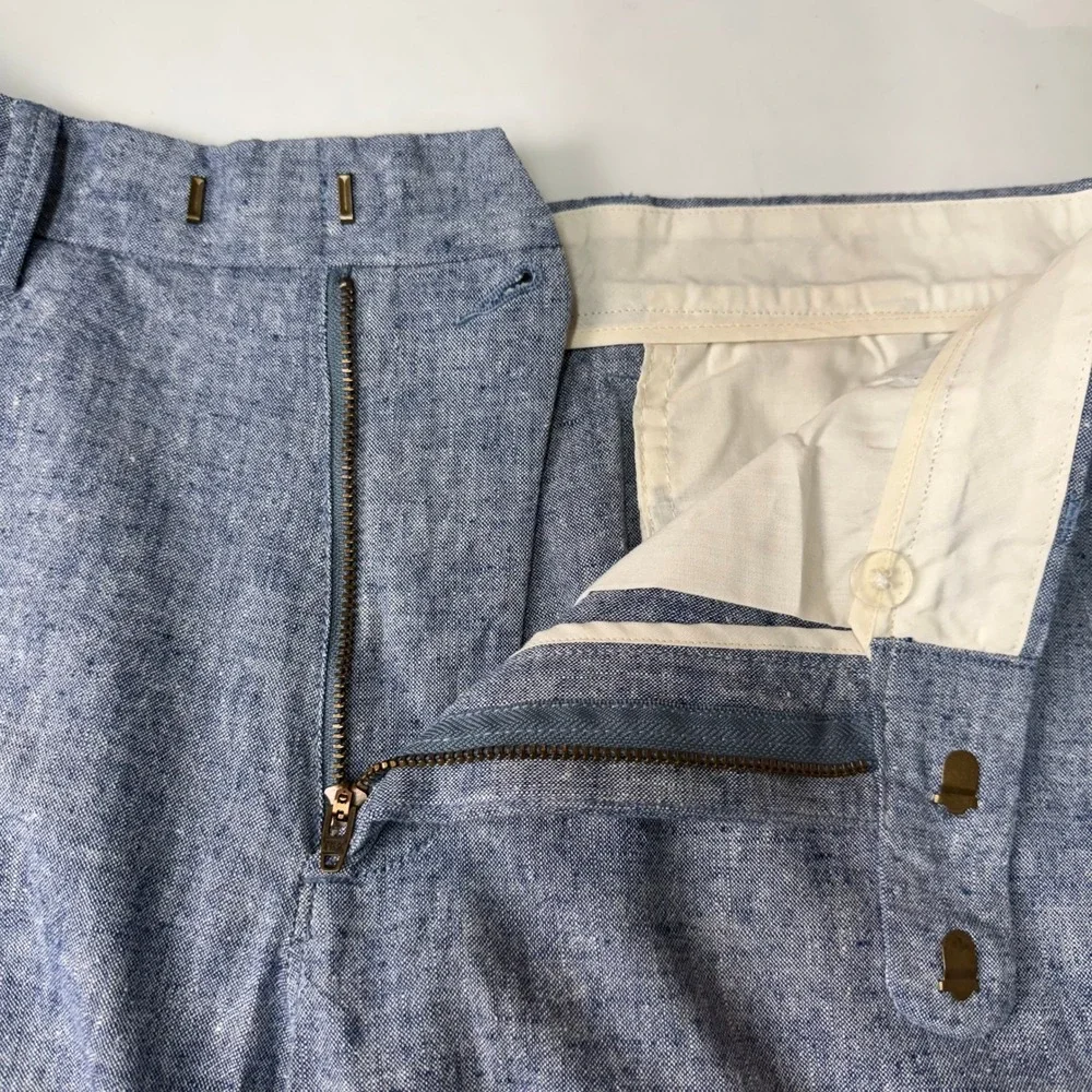 J Crew Rivington Shorts Mens 30 Blue Linen Cotton Blend Casual Preppy Fits 32x11